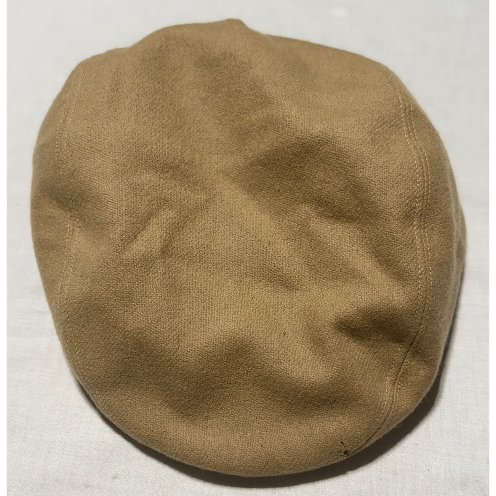Vintage Burberrys of London Flat Cap Hat Large Tan Wool Nova Check Lining Flaws - Picture 2 of 8